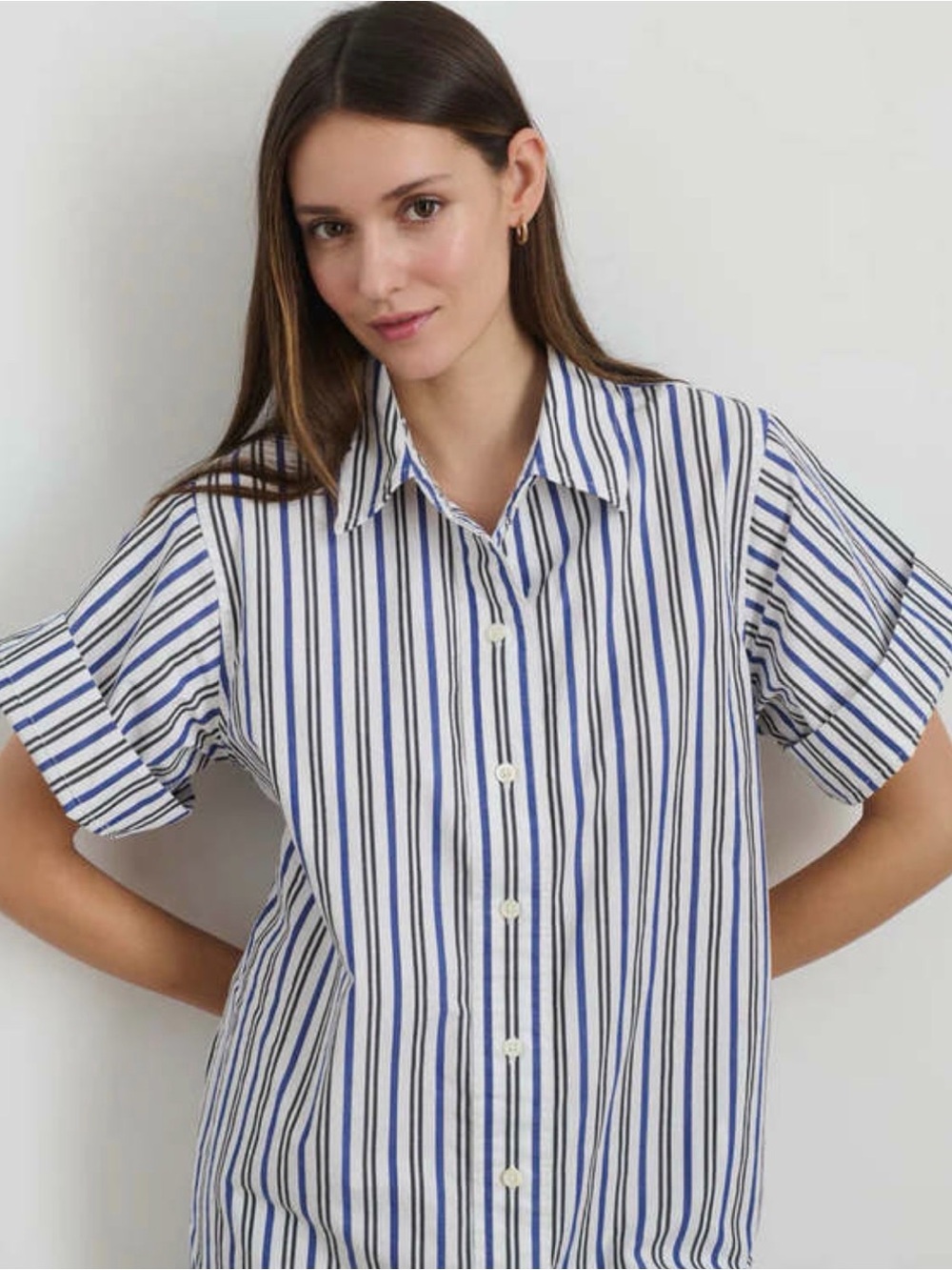 Alex Mill Julia Shirt Dress M Off White Blue Stripe Cotton Poplin NWT $195